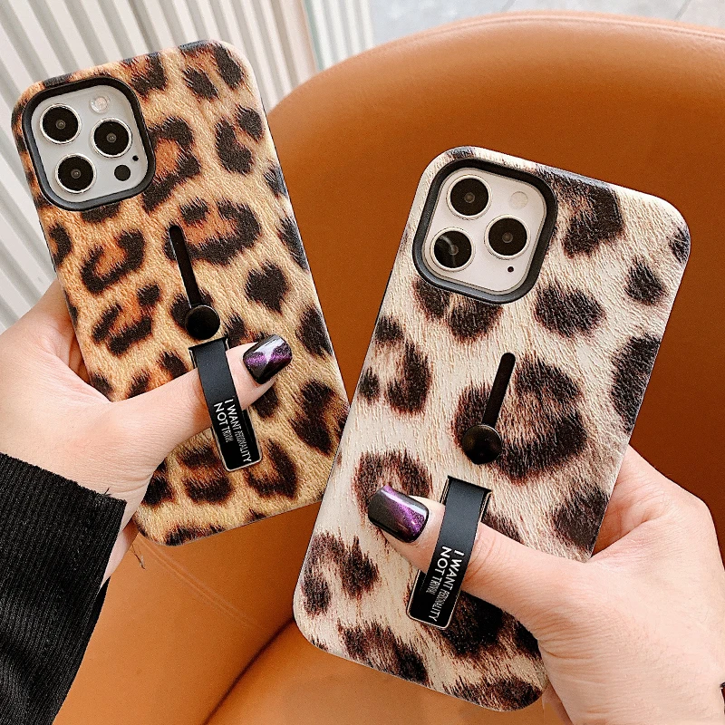 Петля кольцо чехол для телефона iPhone 12 Mini 11 Pro XS Max XR X 7 8 Plus модный леопардовый узор 2