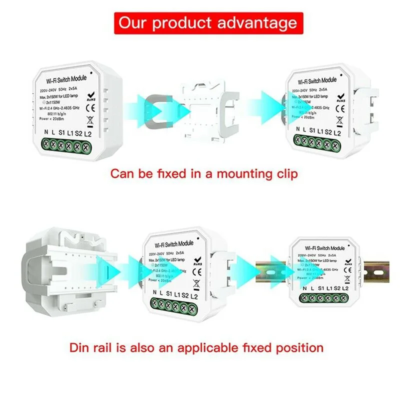 

Wifi Smart Switch DIY Breaker Module 2-way Control Switch Panel Switch Independent Control Smart APP Remote Control LAD-