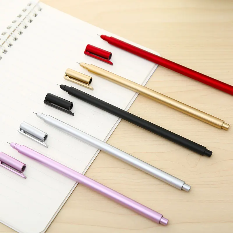 12 шт., Роскошные Металлические гелевые ручки, креативные школьные принадлежности для офиса, канцелярские милые черные, голубые чернила, канцелярские принадлежности для хранения