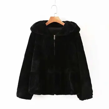 

women winter velvet Faux-fur hooded jackets 2019 fashion girls ladies solid female warm loose stylish casual thick coat outwears