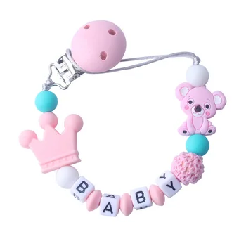 

Personalised Name Silicone Koala Beads Pacifier Clip Colorful Pacifier Chain for Baby Teething Soother Toy Baby's Newborn Gift