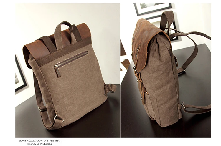 Fashion Backpack Leather Canvas men Backpack Women School Bag Bagpack Rucksack male Daypack Knapsack Teenager mochila Hiking New 4