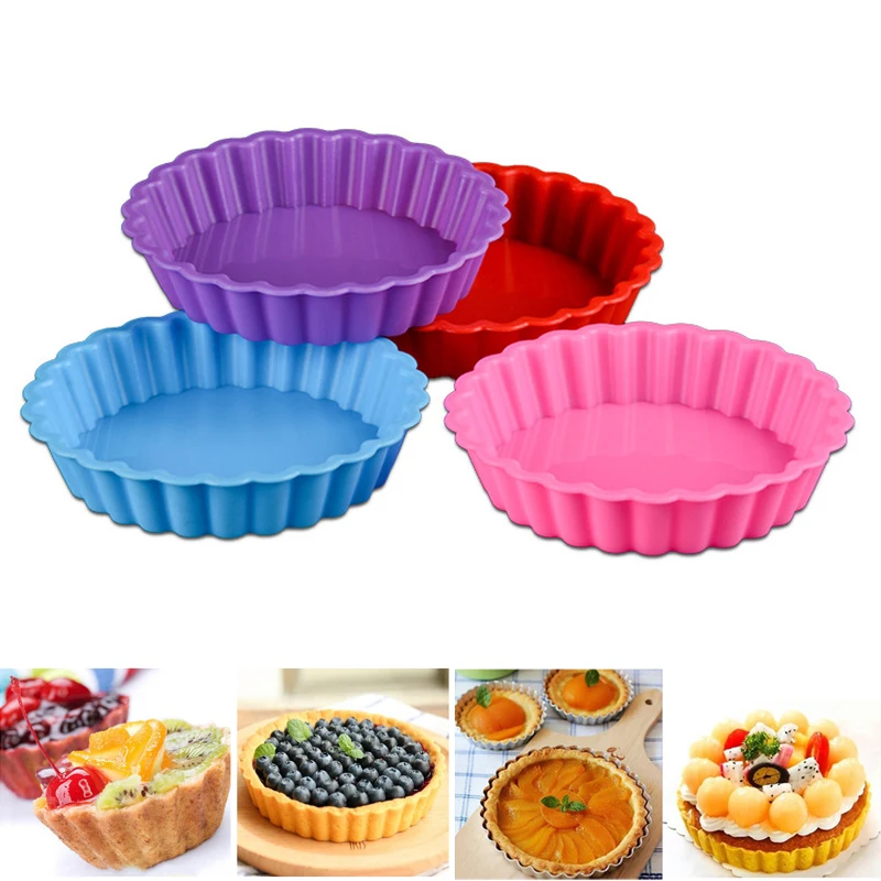 1pcs Round Silicone Baking Mold Fruit Pie Egg Tarts Cake Mold Pizza