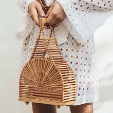 Летняя женская модная бамбуковая Сумочка ручной работы бамбуковый кошелек клатч Соломенная пляжная сумка(с шарфом