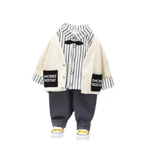 Vêtements de sport rayés en coton pour enfants, veste et pantalon pour bébés garçons et filles, printemps automne, pièces/ensembles