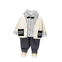 Blusa listrada de algodão para crianças, roupas para crianças e bebês meninos meninas, camisa 3 tamanhos