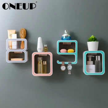 

ONEUP Punch Free Drain Soap Holder Creative Number Shaped Soap Dishes Bathroom Waterproof Storage Box Home Bathroom Accessories