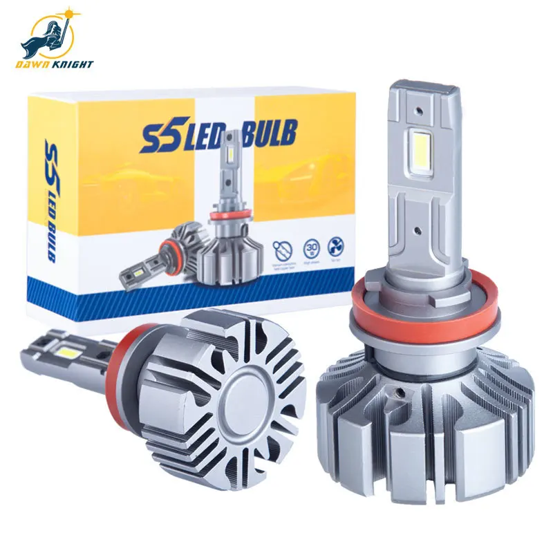 DAWNKNIGHT S5 H8 H11 HB4 9006 H4 H7 HB3 9005 Fanless Led Car Fog Light Bulb 60W 12V 6500K Canbus Auto Led Headlight Lamp 2PCS