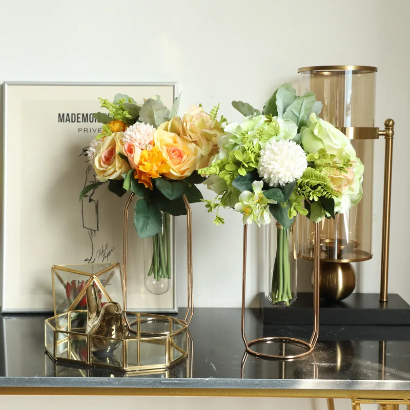 Artificial Simulation Rose Bouquet European Living Room Bedroom Desk Decoration Fake Flowers Bud Flower Arrangement