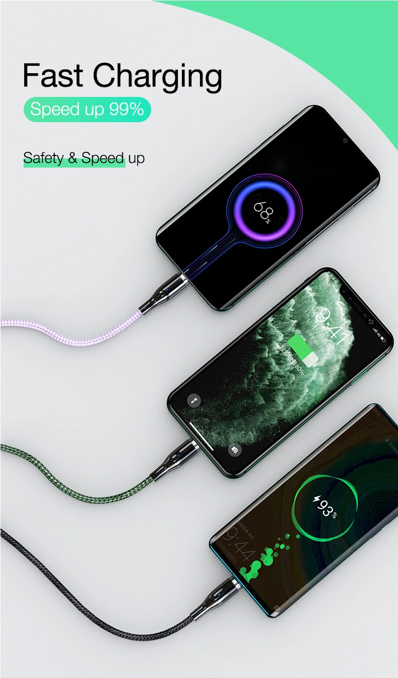 Cafele новейший Магнитный USB кабель для iphone samsung Xiaomi Плетеный USB кабель QC3.0 зарядное устройство для iphone Micro type C 120 см