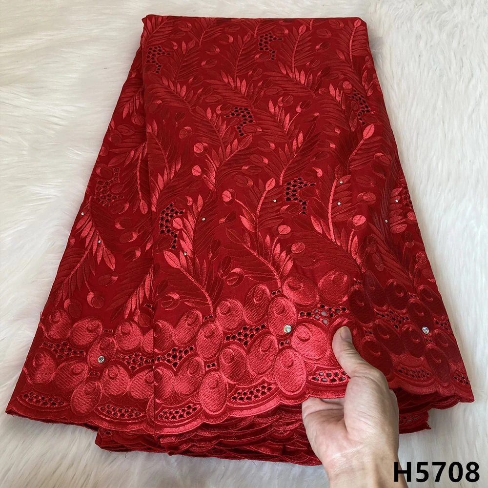 5 yards Swiss Voile Latest High Qaulity Swiss Voile In Switzerland Red 100% African Lace Fabric 2021 For Sewing Clothing