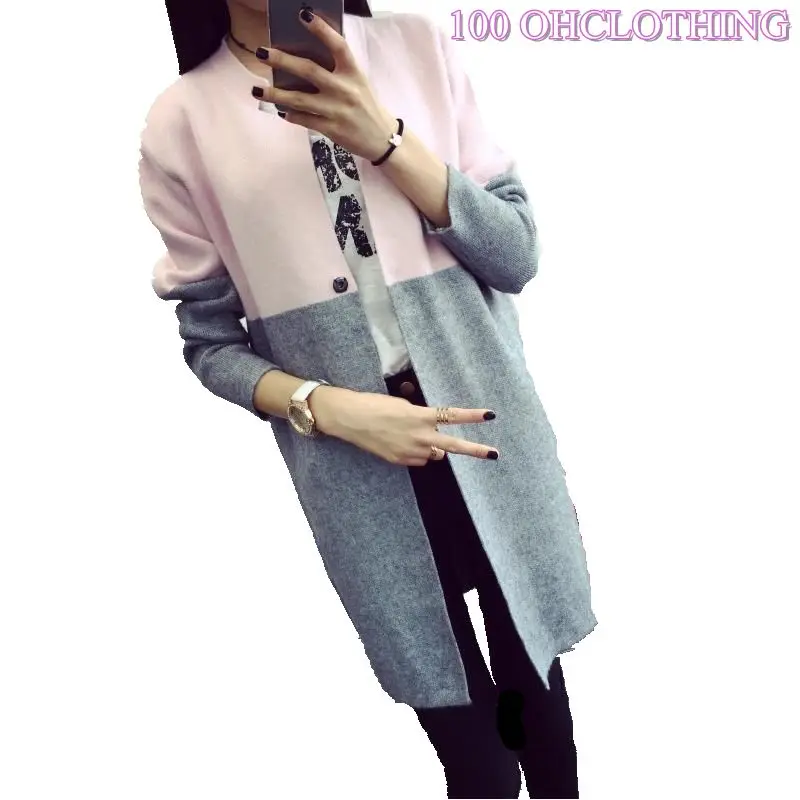 OHCLOTHING весна-осень, кардиган, модный тонкий длинный женский бренд, кашемировый материал, свободный свитер, женская верхняя одежда, пальто