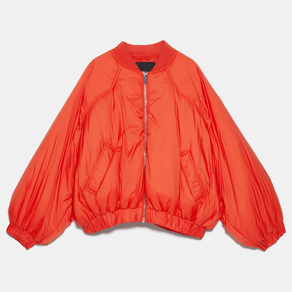 Осенне-зимняя женская куртка, новое пальто, модная однотонная женская зимняя куртка с хлопковой подкладкой, теплое свободное повседневное оранжевое пальто - Цвет: Orange