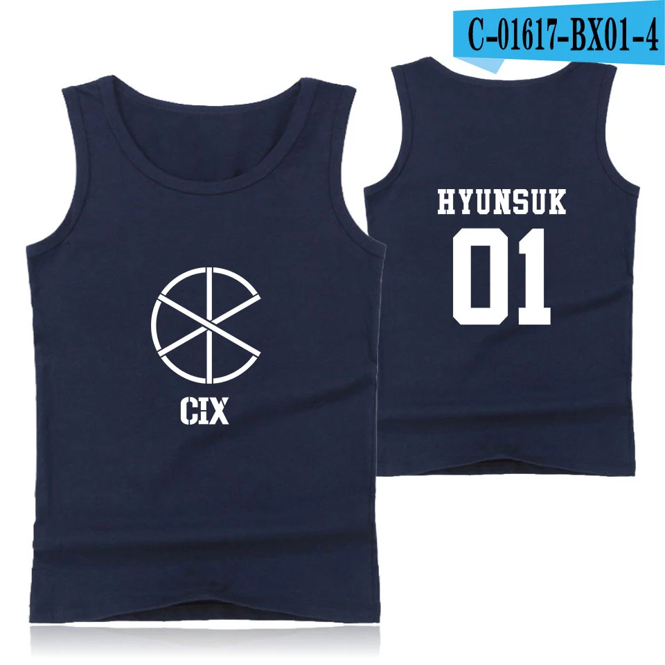 CIX Kpop Cool Fashion Korean Tank Top Women/Men Sleeveless Summer Popular Rock Band Bodybuilding Tank Famous Hip Hop Vest - Цвет: navy blue