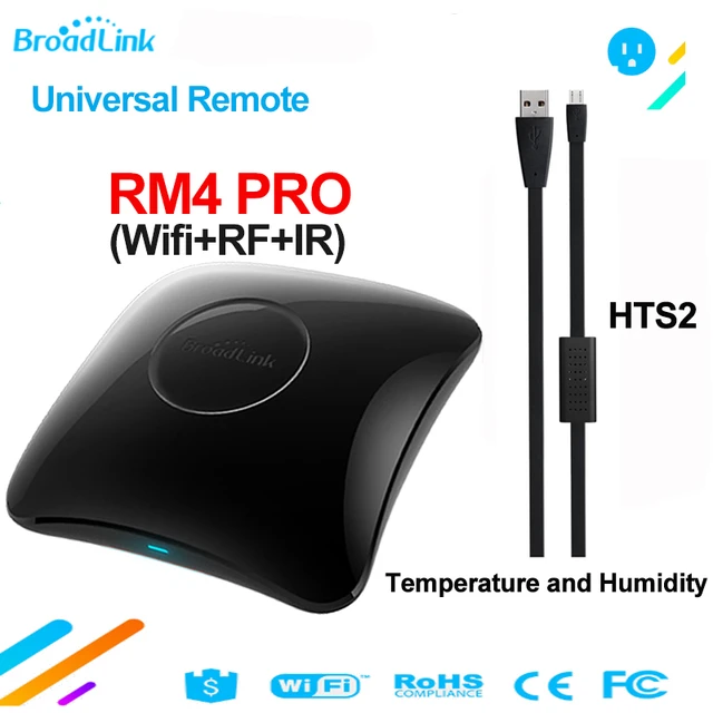 Broadlink-mando a distancia Universal RM4 PRO, Control inalámbrico para el  Hogar Inteligente, Sensor HTS2, Wifi