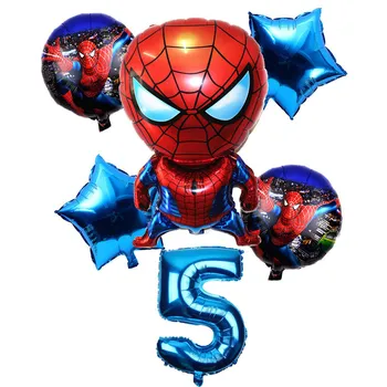 

6 Pcs/set 32 Inch Number 1-9 years Spider-man Helium Balloon Spiderman Superhero Avengers Birthday Party Balloons Decorations