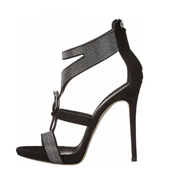 

YECHNE Vrouwen Peep Toe Strass Sandalen Plus Size 43 Hoge Hakken Sandalen Sexy Zwart Wit Crystal Zomer Pole Dans Pompen