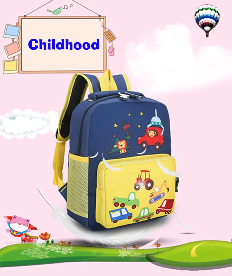 Мультяшные детские школьные сумки для детей 3-5 лет, Мультяшные животные, машинки, рюкзак для девочек и мальчиков, нейлоновая школьная сумка, детский сад, подарок для ребенка