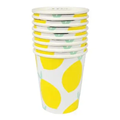 A set of 8 270ml Вечерние поднос с рисунком лимон, клубника, бронзированный бумажный одноразовый поднос для пикника, бумажный стаканчик N121 - Цвет: A set of 8 270ml