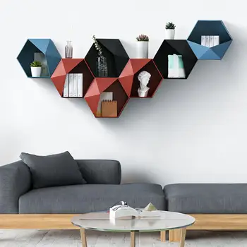 

Bathroom Living Room wall-mounted Geometric Punch-free Wall Decoration Bathroom Shelf Living Room Decoration Storage Rack sb20