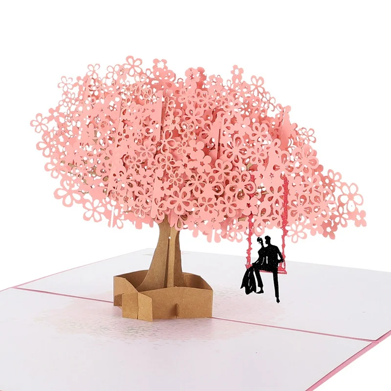  New 3D New Cherry Three-dimensional Small Card Folding Teacher's Day Couple Blessing Manual DIY Inv - 4.00048E+12