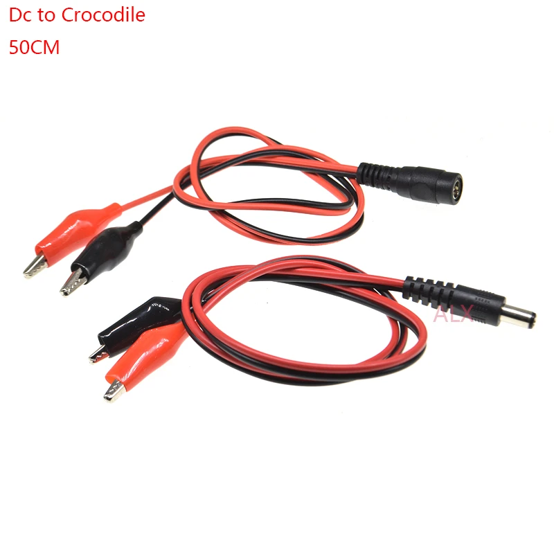 DC 5.5mm x 2.1mm DC Female//Male Jack Connector to 2 Alligator Clip Power Cable/_7