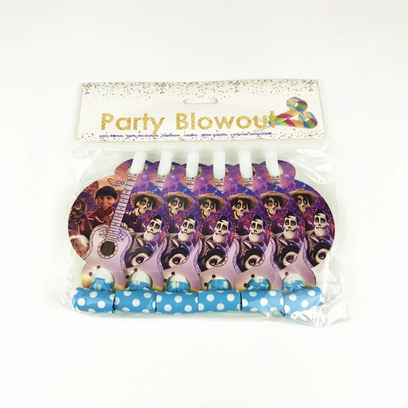 Хэллоуин COCO день рожденья для мальчиков украшения детский воздушный шар чашки бумажные тарелки Детские флажки для душа одноразовые столовые приборы - Цвет: blowout-6pcs
