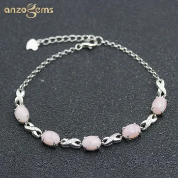 

Anzogems 5.0ct natural pink opal infinite bracelet 925 sterling silver oval 8*6mm gemstone fine jewelry for women bracelets 2020