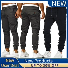 

Men's Cargo Pants Multi-color Pockets Classic Basic Work Trousers Male All-season Casual Solid High Quality Elastic Waist Pants