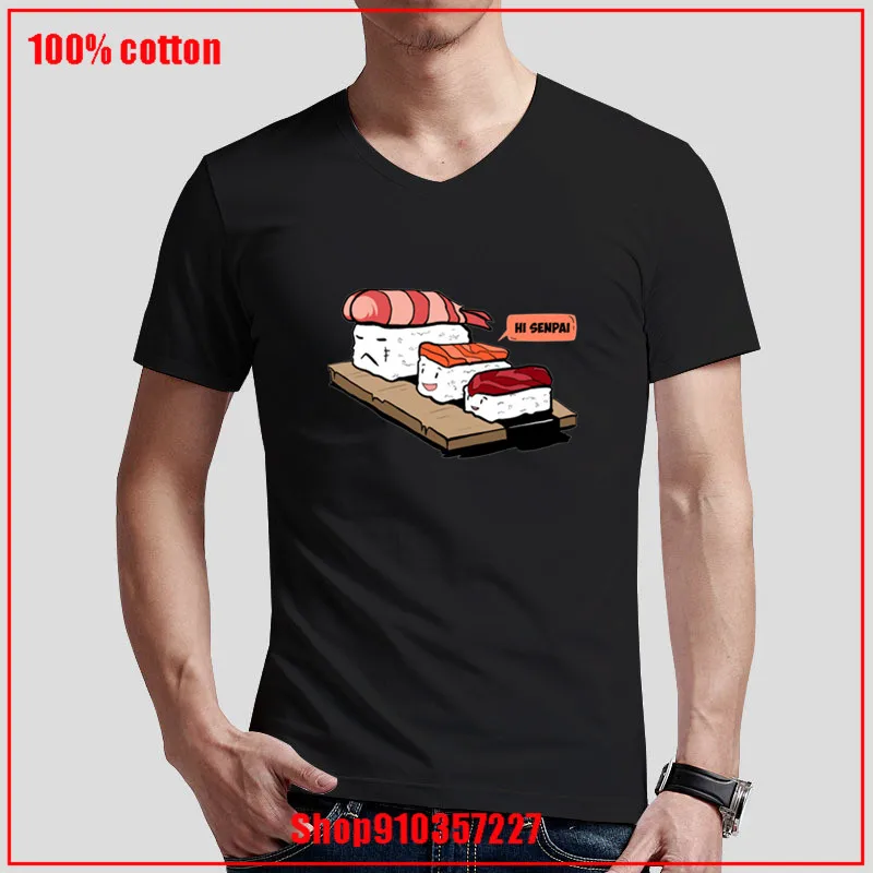 Sushi Boss Hi Senpai мужская одежда с v образным вырезом размера плюс футболка для мужчин