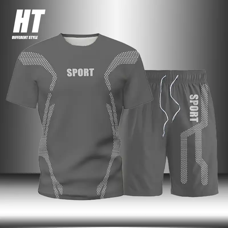 男性のための夏の通気性メッシュジムフィットネスショーツスリーブセットtシャツ ショーツスーツ速乾ランニングメンズスポーツスーツ メンズセット Aliexpress