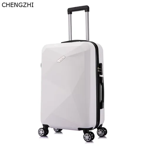 CHENGZHI ABS+ PC чемодан на колёсиках spinner для мужчин бизнес пароль чемодан для женщин чемодан для путешествий с колесами - Цвет: white