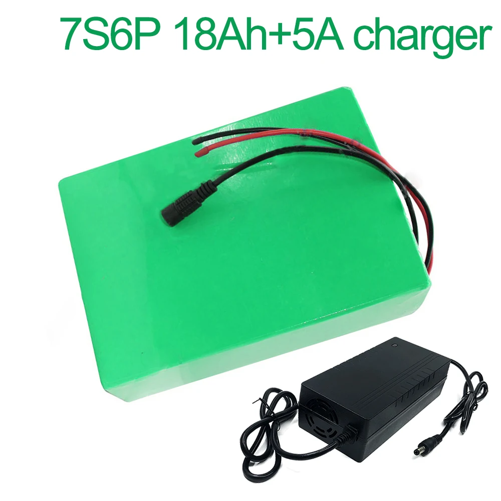 Con 5A Caricatore 24V 18Ah 25.9V 7S6P 18650 Batteria Li-Ion E-Bike Bicicletta Elettrica 140X120X70Mm