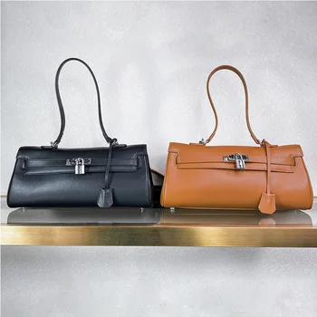 

2020 new retro solid color wild leather big bag messenger bag underarm shoulder bag portable trend women