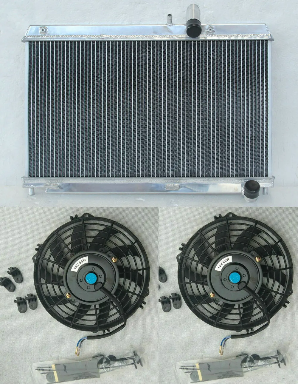 Алюминиевый радиатор для Mazda RX8 RX-8 FE Series 1 13B MSP SE17 Coupe Renesis 4 порта поворотный 1.3л бензин 2003-2008 MT& вентиляторы - Цвет: Radiator And Fan