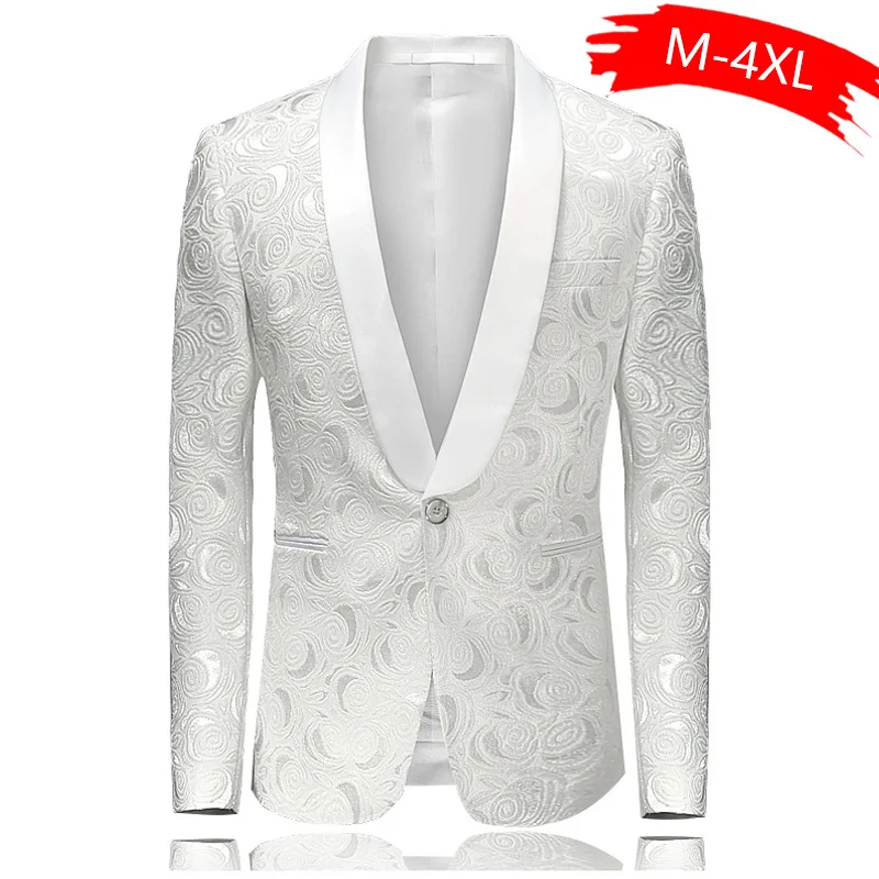 Блейзер Slim Fit Masculino Abiti Uomo Боттон Свадебные выпускные блейзеры с одиночной пуговицей белый для мужчин стильный пиджак