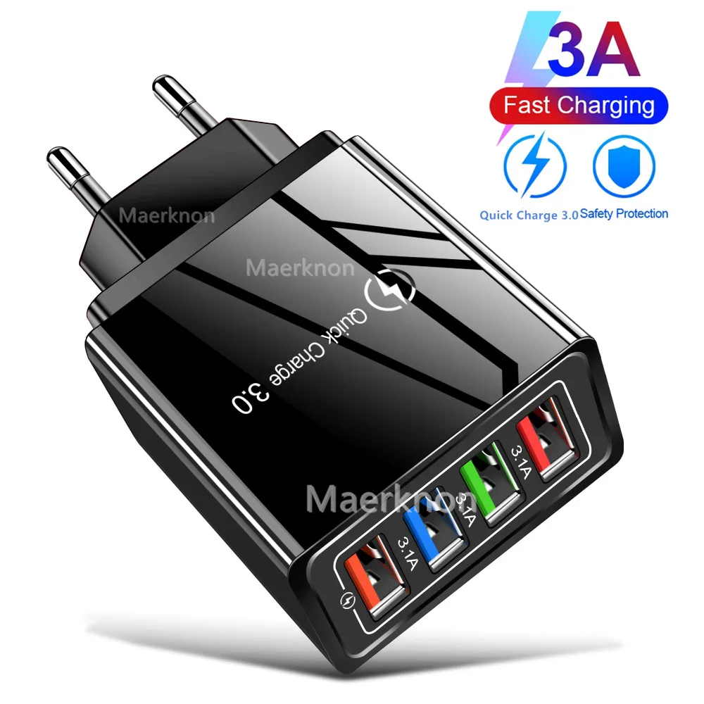 4 порта USB зарядное устройство Quick Charge 3,0 Для iPhone 12 Pro Max Xiaomi samsing Huawei планшет портативный мобильный телефон быстрое зарядное устройство 4 порта USB зарядное устройство Quick Charge 3,0 Для iPhone 12 Pro Max Xiaomi samsing Huawei планшет портативный мобильный телефон быстрое зарядное устройство