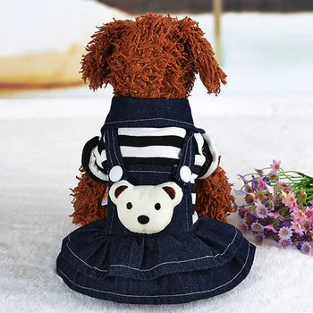 

Pet Cat Dog Black and White Striped Bear Skirt Soft and Comfortable Fashion ute Pet Holiday Dress