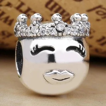 

Original Princess Emoticon Lace Crown With Crystal Beads Fit 925 Sterling Silver Bead Charm Pandora Bracelet Bangle Diy Jewelry