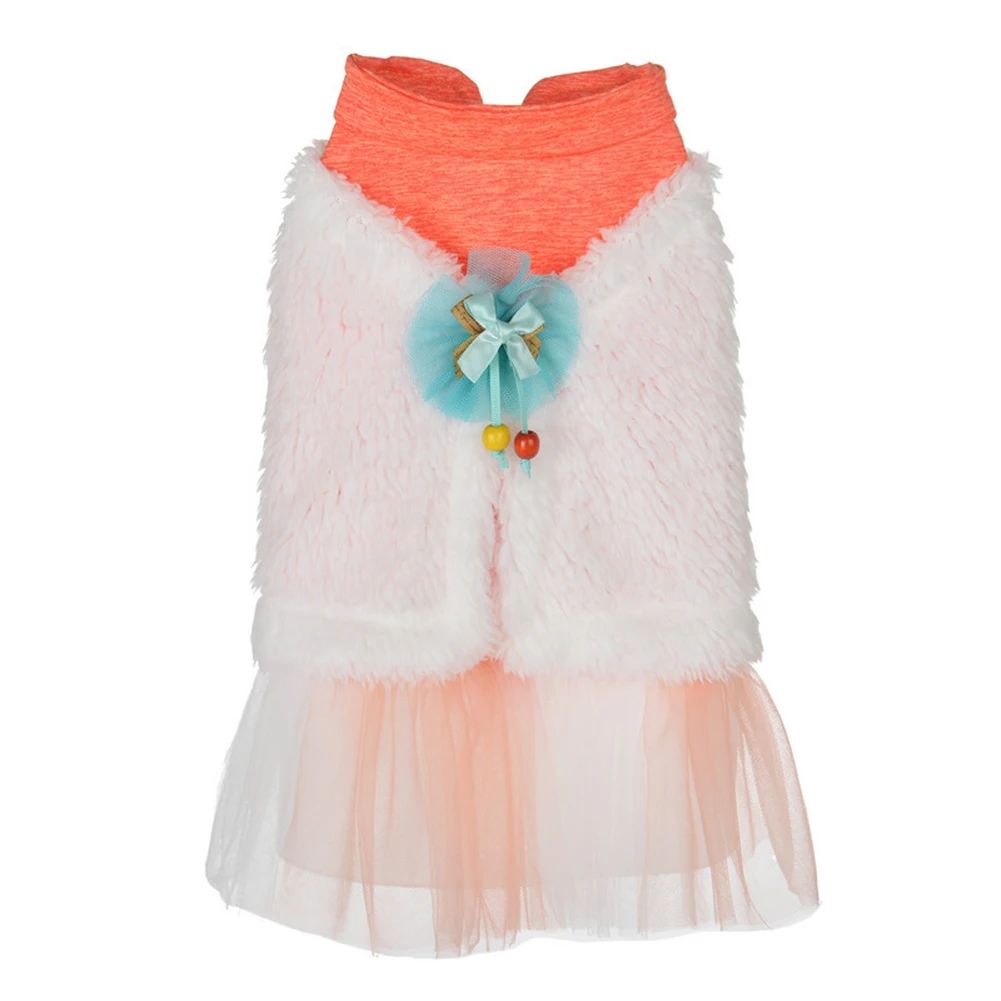 Осенне-зимняя теплая мягкая кружевная юбка с галстуком-бабочкой для щенков, одежда для вечеринки, костюм, одежда для маленьких собак