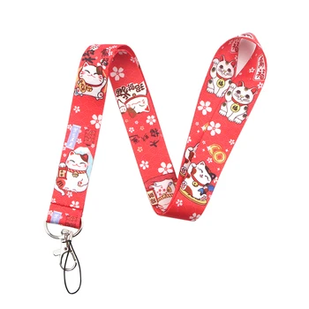 

K195 Wholesale 20pcs/lot Lucky Cat Lanyard Phone Rope Keychains Phone Lanyard for Keys ID Card Lanyards Neck Straps Key Rings