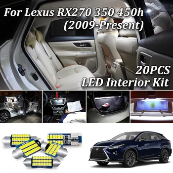 

20Pcs White Canbus For Lexus RX 270 350 450h RX270 RX350 RX450h 2009-Present LED Interior Light + License Plate Lamp Kit