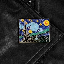 Ван Гог звездное небо булавка художественная живопись эмалированные булавки броши классические художественные броши для мужчин и женщин Подарочные ювелирные изделия нагрудные значки
