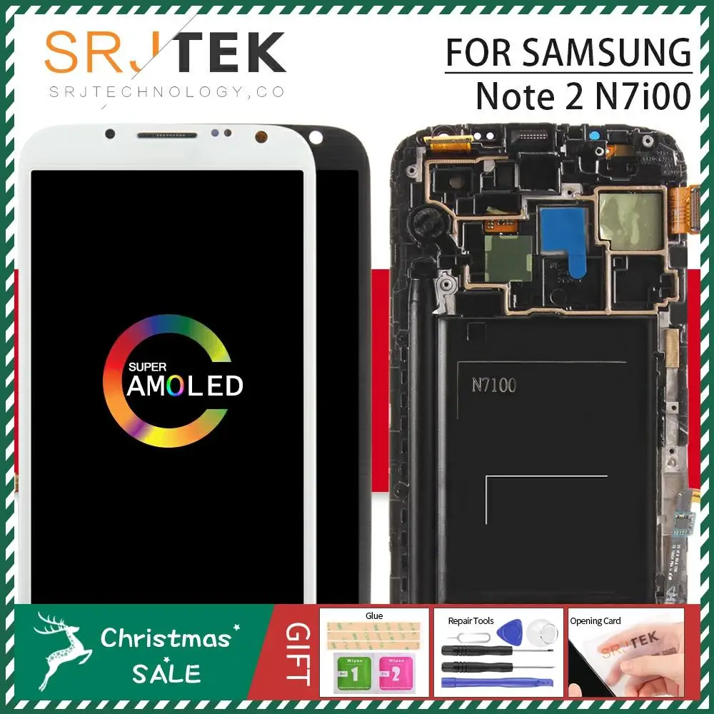 Экран для samsung Galaxy Note 2 N7100 ЖК сенсорный дигитайзер сенсор стекло в сборе с рамкой для Galaxy Note 2 дисплей N7105