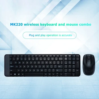 

Logitech MK220 2.4GHz USB Wireless 104 Keys Keyboard 3 Buttons 1000DPI Optical Mouse Multimedia Splash-proof Symmetrical Combos