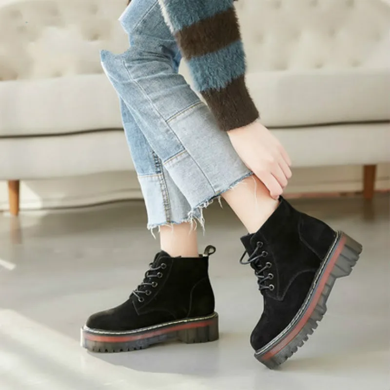 

Design Women Dr Motorcycle Boots Winter Autumn Ankle Boots Lace Up Platform Shoes Woman Militares Riding Female Botas Mujer
