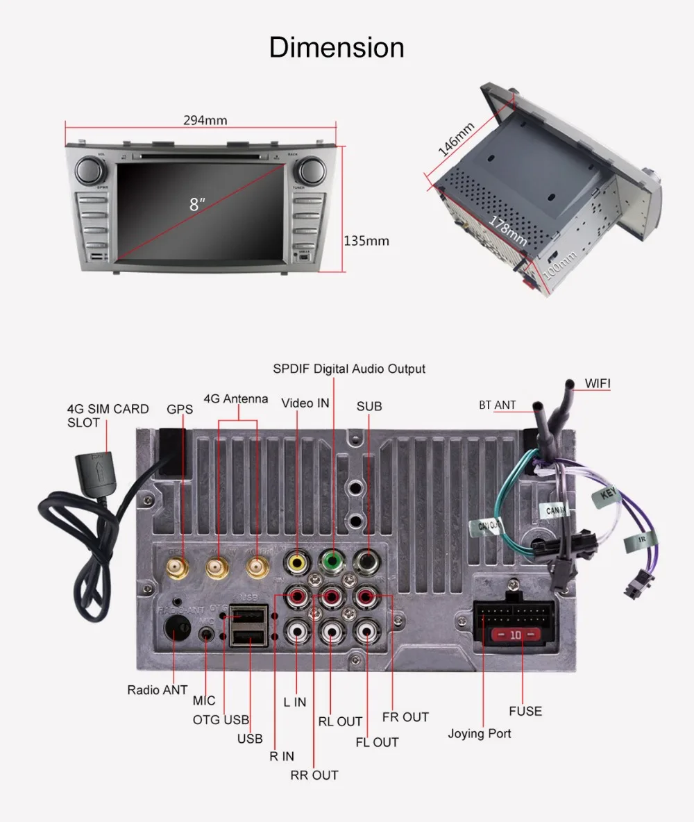 Best JOYING 2 DIN car radio stereo player Octa Core 8" autoradio 4GB+64GB for Toyota Camry 2007-2011 support 4G DSP NO CD/DVD player 21