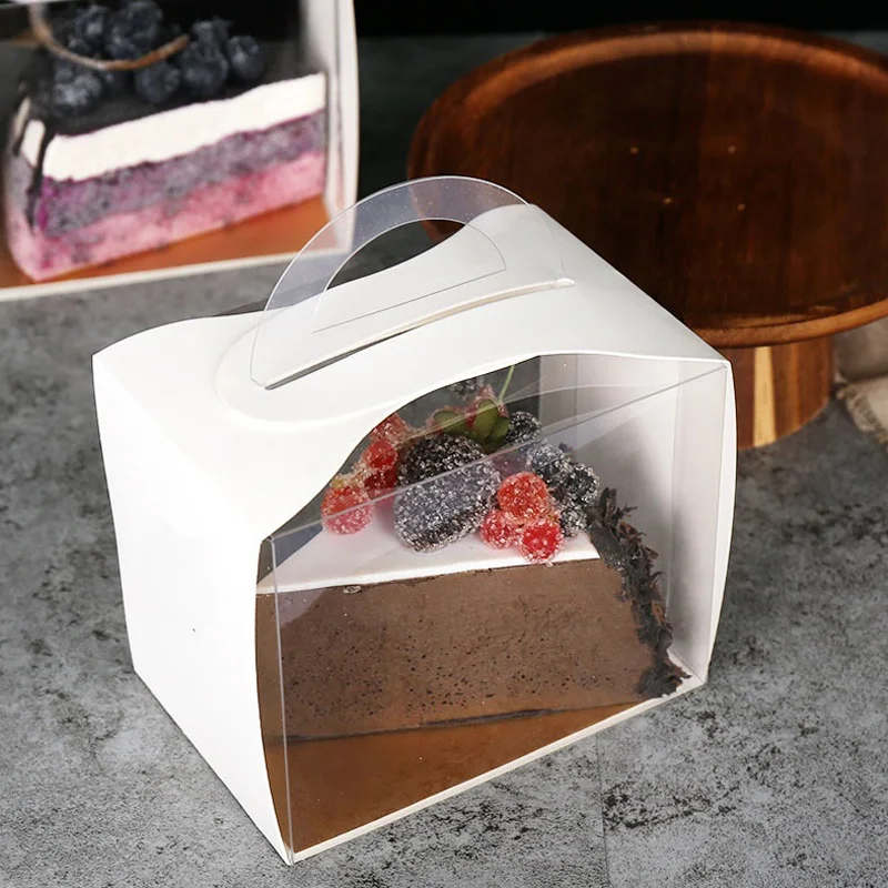 200 teile/los tragbare transparente weiße Papp schicht geschnittene Stücke gewürfelte Torten schachtel mit Mousse schachtel West Point Box – Detail 5