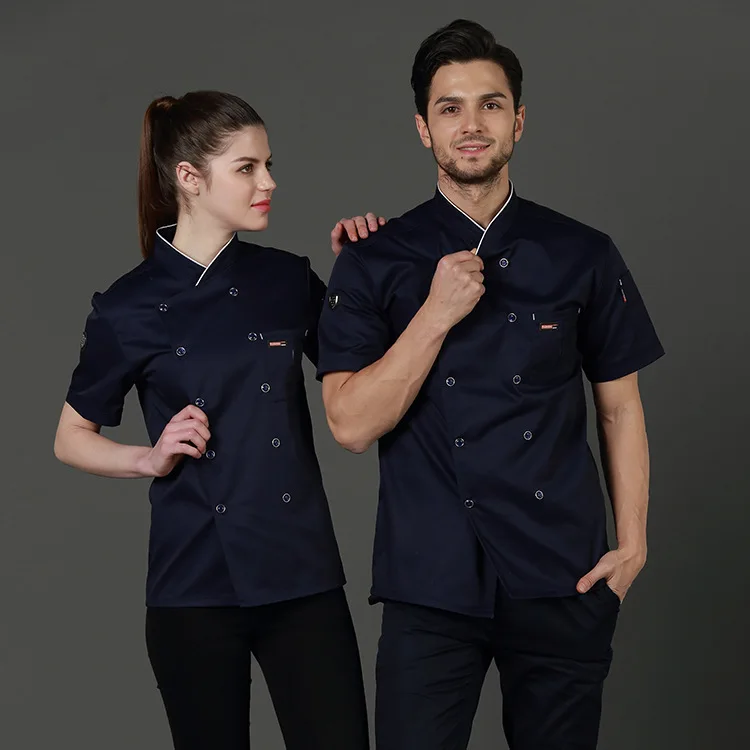 Chef Uniforms Food Service Restaurant Kitchen Workwear Women Men Short Sleeve Double Breasted Catering Jackets Tooling Uniform