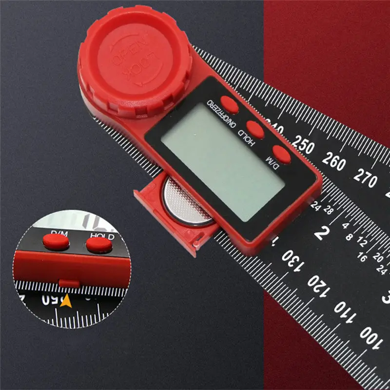  0-300mm 2 in1 Digital Meter Angle Inclinometer Angle Digital Ruler Electron Goniometer Protractor A